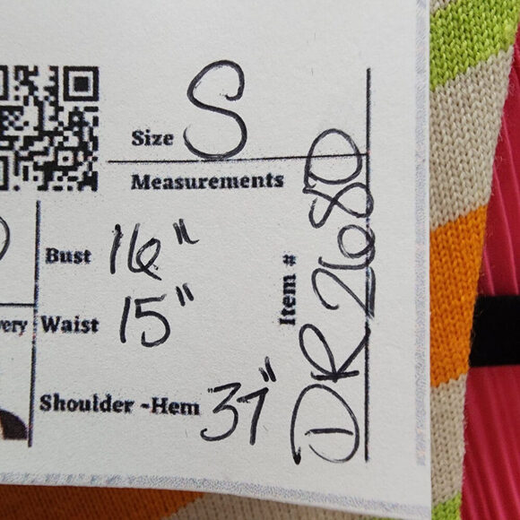 Vintage Lucia Made In Italy Green & Orange Knit Mini Dress Size S - Picture 12 of 12